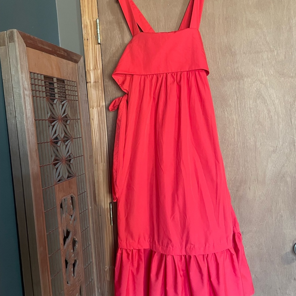 Entro Red Ruffled Tiered Sundress for Casual Wear